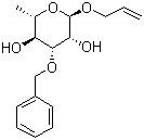 structure of CAS# 460745-20-4, 烯丙基 3-O-苄基-alpha-L-吡喃鼠李糖苷