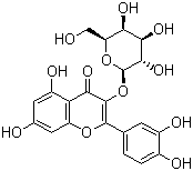 CAS 登录号：482-36-0, 金丝桃苷, 槲皮素-3-半乳糖甙, 2-(3,4-二羟基苯基)-3-(beta-D-吡喃半乳糖氧基)-5,7-二羟基-4H-1-苯并吡喃-4-酮