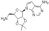 7-[5-氨基-5-脱氧-2,3-O-(异丙亚基)-beta-D-呋喃核糖基]-7H-吡咯并[2,3-d]嘧啶-4-胺分子结构 (CAS 49554-54-3)