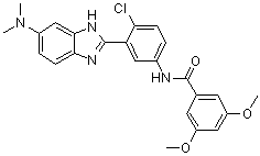structure of CAS# 496794-70-8, N-[4-氯-3-[5-(二甲基氨基)-1H-苯并咪唑-2-基]苯基]-3,5-二甲氧基苯甲酰胺