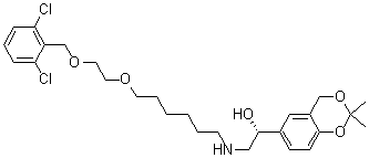 CAS 登录号：503068-37-9, (1R)-2-[[6-[2-[(2,6-二氯苄基)氧基]乙氧基]己基]氨基]-1-(2,2-二甲基-4H-1,3-苯并二氧杂环己-6-基)乙醇