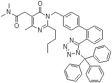 structure of CAS# 503155-67-7, 2-丁基-1,6-二氢-N,N,4-三甲基-6-氧代-1-[[2'-[1-(三苯甲基)-1H-四氮唑-5-基][1,1'-联苯]-4-基]甲基]-5-嘧啶乙酰胺
