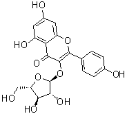 山柰酚 3-O-alpha-L-阿拉伯呋喃糖苷分子结构 (CAS 5041-67-8)