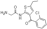 structure of CAS# 50509-09-6, 2-(氨基乙酰氨基)-3-(2-氯苯甲酰基)-5-乙基噻吩