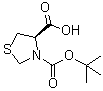 structure of CAS# 51077-16-8, (4R)-3-(叔丁氧羰基)-1,3-噻唑烷-4-羧酸