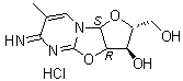 structure of CAS# 51391-96-9, [2R-(2alpha,3beta,3abeta,9abeta)]-2,3,3a,9a-Tetrahydro-3-hydroxy-6-imino-7-methyl-6H-furo[2',3':4,5]oxazolo[3,2-a]pyrimidine-2-methanol monohydrochloride