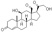 CAS # 52-39-1, Aldosterone, Aldocorten, Aldocortene, Aldocortin, Electrocortin, Elektrocortin, NSC 73856, Reichstein X, d-Aldosterone, 11beta,21-Dihydroxy-3,20-diketo-4-pregnen-18-al, 11beta,21-Dihydroxy-3,20-diketopregn-4-ene-18-al, 11beta,21-Dihydroxypregn-4-ene-3,18,20-trione, 18-Oxocorticosterone