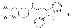 structure of CAS# 521984-48-5, 1,2,3,4-四氢-6,7-二甲氧基-2-[(2E)-3-(1-甲基-2-苯基-1H-吡咯并[2,3-b]吡啶-3-基)-1-氧代-2-丙烯基]异喹啉单盐酸盐