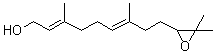 CAS # 5233-99-8, (2E,6E)-10,11-Epoxy-3,7,11-trimethyl-2,6-dodecadien-1-ol, (E,E)-(±)-10,11-Epoxyfarnesol, (±)-Epoxyfarnesol, trans,trans-(±)-Epoxyfarnesol