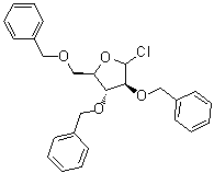 CAS # 52554-29-7, 2,3,5-Tri-O-benzyl-D-arabinosyl chloride, 2,3,5-Tris-O-(phenylmethyl)-D-arabinofuranosyl chloride, 2,3,5-Tri-O-benzyl-D-arabinofuranosyl chloride