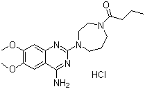 CAS 登录号：52712-76-2, 盐酸布那唑嗪, 1-[4-(4-氨基-6,7-二甲氧基喹唑啉-2-基)-1,4-二氮杂环庚烷-1-基]丁-1-酮盐酸盐