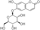 CAS 登录号：531-75-9, 秦皮甲素, 6-(beta-D-吡喃葡糖氧基)-7-羟基-2H-1-苯并呋喃-2-酮