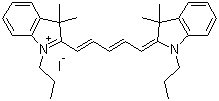 CAS 登录号：53213-98-2, 2-[(1E,3E)-5-(3,3-二甲基-1-丙基-1,3-二氢-2H-吲哚-2-亚基)-1,3-戊二烯基]-3,3-二甲基-1-丙基-3H-吲哚鎓碘化物