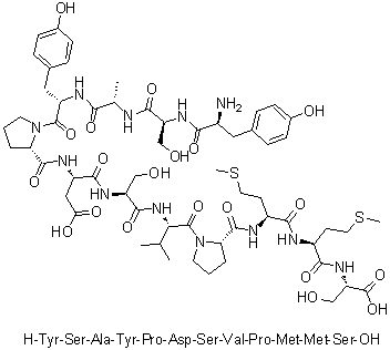 CAS # 532441-10-4, L-Tyrosyl-L-seryl-L-alanyl-L-tyrosyl-L-prolyl-L-alpha-aspartyl-L-seryl-L-valyl-L-prolyl-L-methionyl-L-methionyl-L-serine