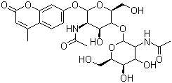structure of CAS# 53643-12-2, 4-甲基伞形酮基  beta-D-N,N'-二乙酰基壳二糖糖苷