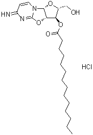 CAS # 53758-26-2, Tetradecanoic acid [2R-(2alpha,3beta,3abeta,9abeta)]-2,3,3a,9a-tetrahydro-2-(hydroxymethyl)-6-imino-6H-furo[2',3':4,5]oxazolo[3,2-a]pyrimidin-3-yl ester monohydrochloride
