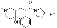 CAS 登录号：5435-13-2, 1-[3-(4-羟基-1-甲基-4-苯基-3-哌啶基)-1-氧代丙基]吡咯烷单盐酸盐