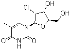 structure of CAS# 54898-34-9, 2'-氯-2'-脱氧-5-甲基尿苷
