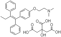 CAS 登录号：54965-24-1, 枸橼酸他莫昔芬, (Z)-N,N-二甲基-2-[4-(1,2-二苯基-1-丁烯基)苯氧基]-乙胺枸橼酸盐