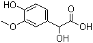 CAS # 55-10-7, 4-Hydroxy-3-methoxymandelic acid, DL-4-Hydroxy-3-methoxymandelic acid, DL-Vanillomandelic acid, VMA
