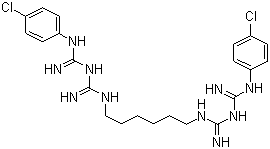 CAS 登录号：55-56-1, 氯己定, 洗必泰, 1,1'-己基双[5-(对氯苯基)双胍]