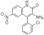 structure of CAS# 55198-89-5, 3-氨基-4-(2-氯苯基)-6-硝基-2(1H)-喹啉酮