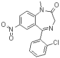 CAS 登录号：5527-71-9, 5-(2-氯苯基)-1,3-二氢-1-甲基-7-硝基-1,4-苯并二氮杂卓-2-酮