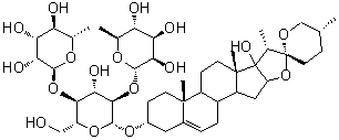 CAS # 55916-52-4, Pennogenin 3-O-beta-chacotrioside, Pennogenin 3-O-alpha-L-rhamnopyranosyl-(1→2)-[alpha-L-rhamnopyranosyl-(1→4)]-beta-D-glucopyranoside, (3beta,25R)-17-Hydroxyspirost-5-en-3-yl O-6-deoxy-alpha-L-mannopyranosyl-(1→2)-O-[6-deoxy-alpha-L-mannopyranosyl-(1→4)]-beta-D-glucopyranoside