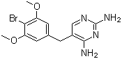CAS 登录号：56518-41-3, 溴莫普林, 溴烯尿苷, 溴烯尿甙, 5-(3,5-二甲氧基-4-溴苄基)-2,4-二氨基嘧啶