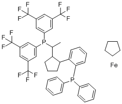 CAS 登录号：565184-33-0, (R)-1-[(R)-1-[双[3,5-双(三氟甲基)苯基]膦基]乙基]-2-[2-(二苯基膦基)苯基]二茂铁
