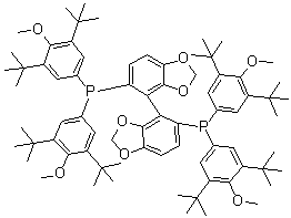 structure of CAS# 566940-03-2, (4R)-[4,4'-Bi-1,3-benzodioxole]-5,5'-diylbis[bis[3,5-bis(1,1-dimethylethyl)-4-methoxyphenyl]phosphine