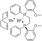 structure of CAS# 56977-92-5, (R,R)-(-)-1,2-双[(邻甲氧苯基)(苯基)膦]乙烷(1,5-环辛二烯)合铑四氟硼酸盐