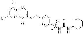 CAS 登录号：57334-89-1, 3,5-二氯-N-[2-[4-[[[(环己基氨基)羰基]氨基]磺酰基]苯基]乙基]-2-甲氧基苯甲酰胺