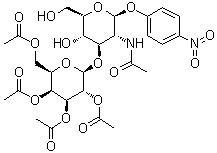 CAS 登录号：57467-12-6, 4-硝基苯基 2-(乙酰氨基)-2-脱氧-3-O-(2,3,4,6-四-O-乙酰基-beta-D-吡喃半乳糖基)-beta-D-吡喃葡萄糖苷