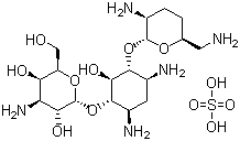 CAS # 58580-55-5, Dibekacin sulfate, (2R,3R,4S,5S,6R)-4-Amino-2-[(1S,2S,3R,4S,6R)-4,6-diamino-3-[(2R,3R,6S)-3-amino-6-(aminomethyl)oxan-2-yl]oxy-2-hydroxy-cyclohexyl]oxy-6-(hydroxymethyl)oxane-3,5-diol sulfate
