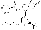 structure of CAS# 587869-81-6, (3aR,4R,5R,6aS)-5-(苯甲酰氧基)-4-[(1E,3S)-3-[[(1,1-二甲基乙基)二甲基硅烷基]氧基]-1-辛烯-1-基]六氢-2H-环戊二烯并[b]呋喃-2-酮
