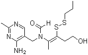 CAS 登录号：59-58-5, 丙舒硫胺, 丙硫胺嘧啶, 维生素 B1 丙基硫化物, 丙基二硫化硫胺, N-[(4-氨基-2-甲基-5-嘧啶基)甲基]-N-(4-羟基-1-甲基-2-丙基二硫丁-1-烯基)甲酰胺