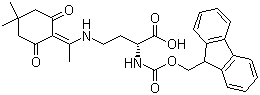 structure of CAS# 596797-14-7, (2R)-4-[[1-(4,4-二甲基-2,6-二氧代环己亚基)乙基]氨基]-2-[[(9H-芴-9-基甲氧基)羰基]氨基]丁酸