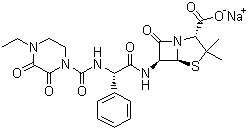 CAS 登录号：59703-84-3, 哌拉西林钠, (2S,5R,6R)-3,3-二甲基-6-[(4-乙基-2,3-二氧代-1-哌嗪甲酰氨基)苯乙酰氨基]-7-氧代-4-硫杂-1-氮杂双环[3.2.0]庚烷-2-甲酸钠盐