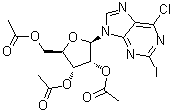structure of CAS# 5987-76-8, 2-碘-6-氯-9-(2',3',5'-三-O-乙酰基-beta-D-呋喃核糖基)嘌呤