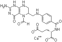 CAS 登录号：6035-45-6, 亚叶酸钙, N-[4-[(2-氨基-5-甲酰基-4-氧代-1,6,7,8-四氢-6-蝶啶基)甲基]氨基]苯甲酰基-L-谷氨酸钙盐