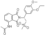 CAS 登录号：608141-44-2, (R)-2-[1-(3-乙氧基-4-甲氧基苯基)-2-甲基磺酰基乙基]-4-乙酰基氨基异吲哚啉-1,3-二酮
