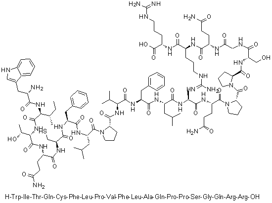 CAS # 610312-22-6, L-Tryptophyl-L-isoleucyl-L-threonyl-L-glutaminyl-L-cysteinyl-L-phenylalanyl-L-leucyl-L-prolyl-L-valyl-L-phenylalanyl-L-leucyl-L-alanyl-L-glutaminyl-L-prolyl-L-prolyl-L-serylglycyl-L-glutaminyl-L-arginyl-L-arginine