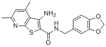 structure of CAS# 612514-42-8, 3-氨基-N-(1,3-苯并二氧杂环戊烯-5-基甲基)-4,6-二甲基噻吩并[2,3-b]吡啶-2-甲酰胺