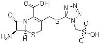 CAS 登录号：61270-71-1, (6R-反式)-7-氨基-8-氧代-3-(((1-(磺酸甲基)-1H-四唑-5-基)硫)甲基)-5-硫杂-1-氮杂双环[4.2.0]辛-2-烯-2-羧酸