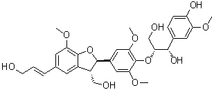 structure of CAS# 613684-55-2, (1S,2R)-2-[4-[(2R,3S)-2,3-Dihydro-3-(hydroxymethyl)-5-[(1E)-3-hydroxy-1-propen-1-yl]-7-methoxy-2-benzofuranyl]-2,6-dimethoxyphenoxy]-1-(4-hydroxy-3-methoxyphenyl)-1,3-propanediol