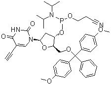 structure of CAS# 615288-66-9, 5'-O-[二(4-甲氧基苯基)苯基甲基]-2'-脱氧-5-乙炔基-尿苷 3'-[2-氰基乙基 二(异丙基)氨基亚磷酸酯]