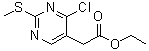 structure of CAS# 61727-34-2, 4-Chloro-2-(methylthio)-5-pyrimidineacetic acid ethyl ester