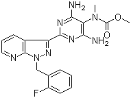 structure of CAS# 625115-55-1, N-[4,6-二氨基-2-[1-[(2-氟苯基)甲基]-1H-吡唑并[3,4-b]吡啶-3-基]-5-嘧啶基]-N-甲基氨基甲酸甲酯