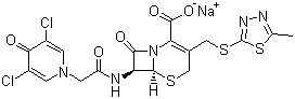 CAS # 63521-15-3, Cefazedone sodium salt, Sodium (6R,7R)-7-[[(3,5-dichloro-4-oxo-1(4H)-pyridyl)acetyl]amino]-3-[[(5-methyl-1,3,4-thiadiazol-2-yl)thio]methyl]-8-oxo-5-thia-1-azabicyclo[4.2.0]oct-2-ene-2-carboxylate
